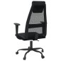 vidaXL Silla de oficina altura ajustable tela malla y cuero PE negro vidaXL Silla de oficina altura ajustable tela malla y cuero PE negro