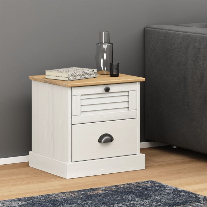 vidaXL Mesita de noche VIGO madera maciza de pino blanco 42x35x40 cm vidaXL Mesita de noche VIGO madera maciza de pino blanco 42x35x40 cm