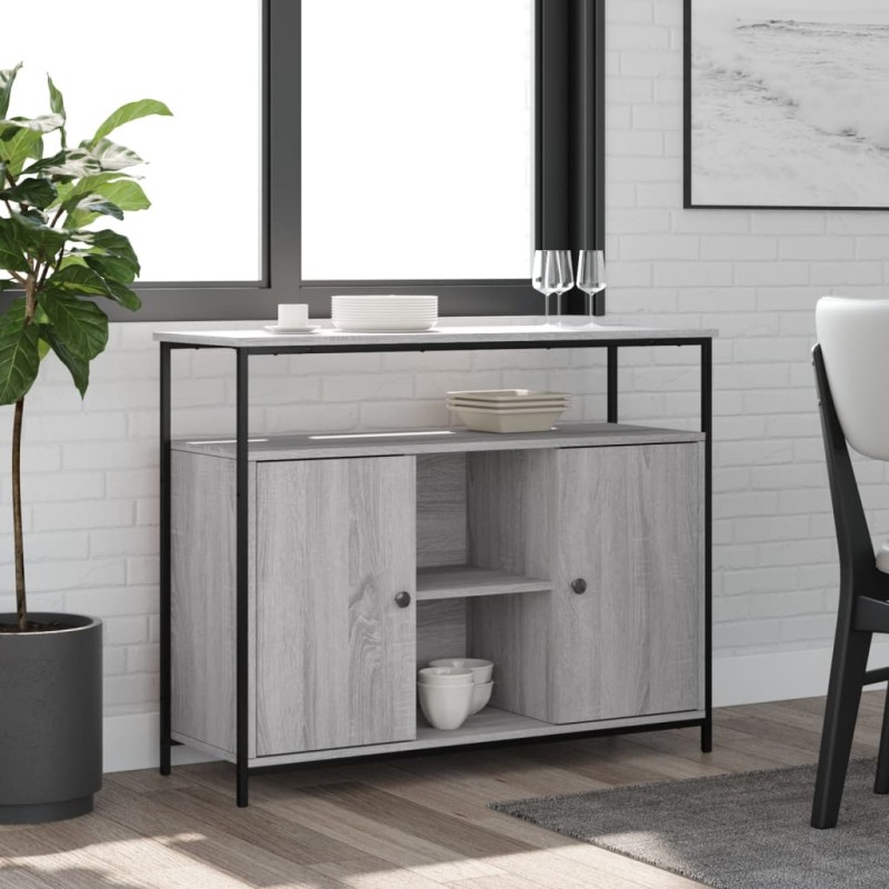 vidaXL Aparador de madera de ingeniería gris Sonoma 100x35x80 cm vidaXL Aparador de madera de ingeniería gris Sonoma 100x35x80 cm
