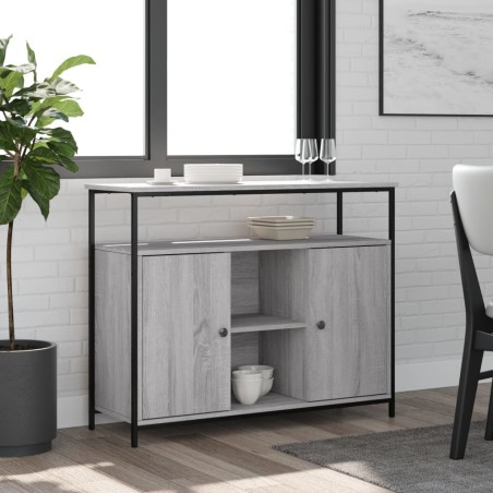 vidaXL Aparador de madera de ingeniería gris Sonoma 100x35x80 cm