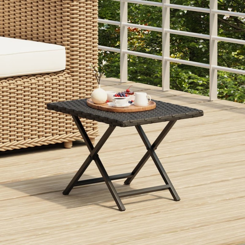 vidaXL Mesa plegable ratán sintético negro 45x35x32 cm vidaXL Mesa plegable ratán sintético negro 45x35x32 cm