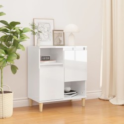 vidaXL Aparador de madera contrachapada blanco brillante 60x35x70 cm