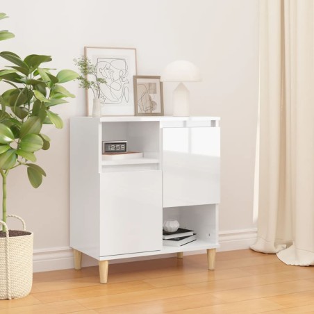 vidaXL Aparador de madera contrachapada blanco brillante 60x35x70 cm