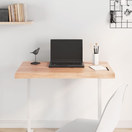 vidaXL Tablero mesa madera tratada borde natural marrón 80x60x(2-4) cm