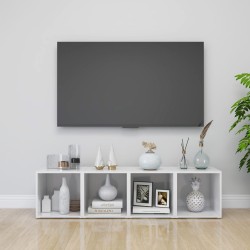 vidaXL Muebles TV 4 uds madera contrachapada blanco brillo 37x35x37 cm