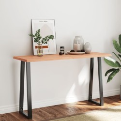 vidaXL Tablero mesa madera tratada borde natural marrón 140x50x(2-4)cm