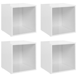 vidaXL Muebles TV 4 uds madera contrachapada blanco brillo 37x35x37 cm