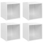 vidaXL Muebles TV 4 uds madera contrachapada blanco brillo 37x35x37 cm