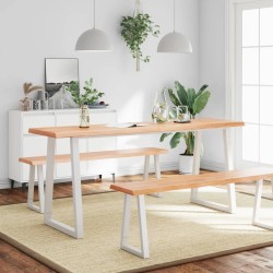vidaXL Tablero mesa madera tratada borde natural marrón 180x60x(2-6)cm