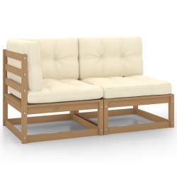 vidaXL Set de muebles de jardín 2 pzas cojines madera pino marrón miel