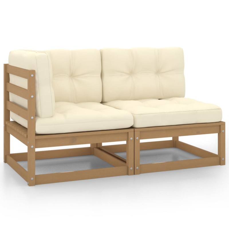 vidaXL Set de muebles de jardín 2 pzas cojines madera pino marrón miel vidaXL Set de muebles de jardín 2 pzas cojines madera pino marrón miel