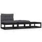 vidaXL Set de muebles de jardín 3 pzas con cojines madera pino negro vidaXL Set de muebles de jardín 3 pzas con cojines madera pino negro