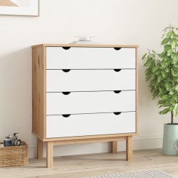 vidaXL Cajonera OTTA madera maciza pino marrón y blanco 76,5x39,5x90cm
