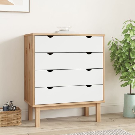 vidaXL Cajonera OTTA madera maciza pino marrón y blanco 76,5x39,5x90cm
