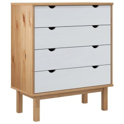 vidaXL Cajonera OTTA madera maciza pino marrón y blanco 76,5x39,5x90cm