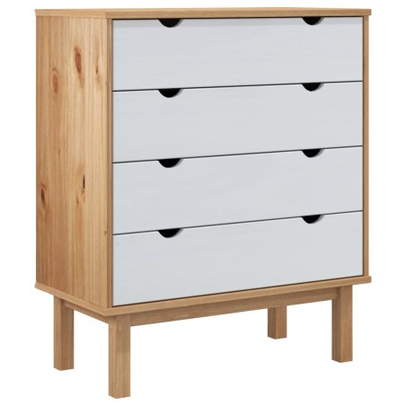 vidaXL Cajonera OTTA madera maciza pino marrón y blanco 76,5x39,5x90cm