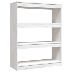 vidaXL Estantería divisor madera maciza pino blanco 100x30x103 cm