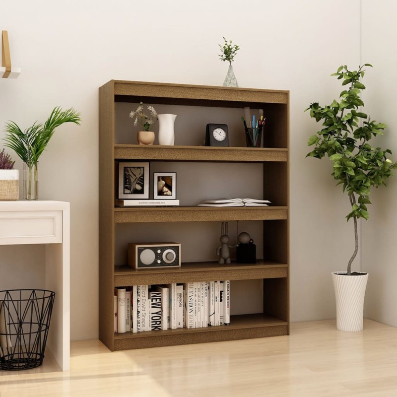 vidaXL Estantería divisor de espacios pino marrón miel 100x30x135,5cm vidaXL Estantería divisor de espacios pino marrón miel 100x30x135,5cm