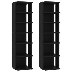 vidaXL Muebles zapateros 2 uds negro 27,5x27x102 cm