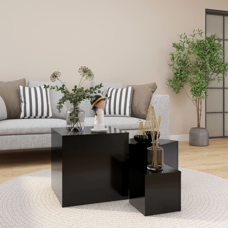 vidaXL Mesitas auxiliares 3 uds madera contrachapada negro vidaXL Mesitas auxiliares 3 uds madera contrachapada negro