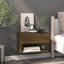 vidaXL Mesita de noche de pared marrón roble