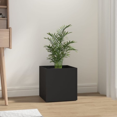 vidaXL Jardinera de madera contrachapada negra 40x40x40 cm