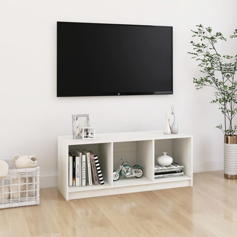 vidaXL Mueble de TV madera maciza de pino blanco 104x33x41 cm 