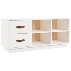 vidaXL Banco zapatero madera maciza de pino blanco 100x34x45 cm