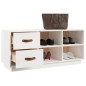 vidaXL Banco zapatero madera maciza de pino blanco 100x34x45 cm vidaXL Banco zapatero madera maciza de pino blanco 100x34x45 cm