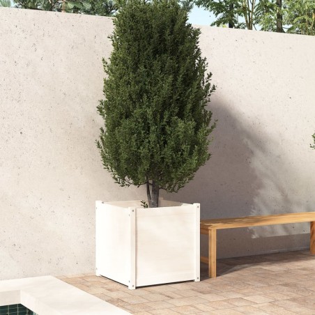 vidaXL Jardineras 2 uds madera maciza de pino blanco 60x60x60 cm