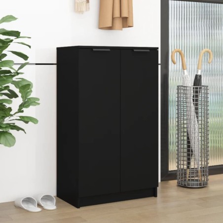 vidaXL Mueble zapatero madera contrachapada negro 59x35x100 cm