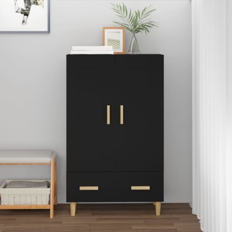 vidaXL Aparador de madera de ingeniería negro 70x31x115 cm