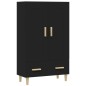 vidaXL Aparador de madera de ingeniería negro 70x31x115 cm