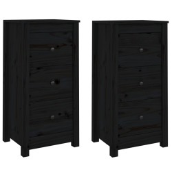 vidaXL Aparadores 2 uds madera maciza de pino negro 40x35x80 cm