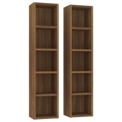 vidaXL Estantería para CD 2 uds madera marrón roble 21x16x93,5 cm