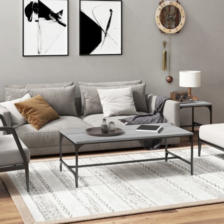 vidaXL Mesa de centro madera contrachapada gris Sonoma 100x50x35 cm