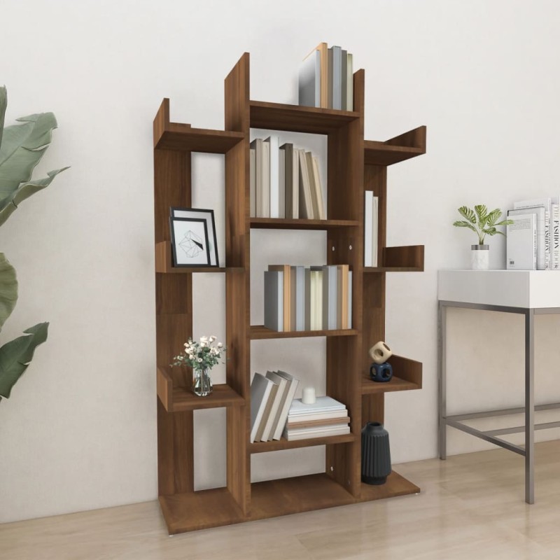 vidaXL Estantería de madera contrachapada marrón roble 86x25,5x140 cm vidaXL Estantería de madera contrachapada marrón roble 86x25,5x140 cm