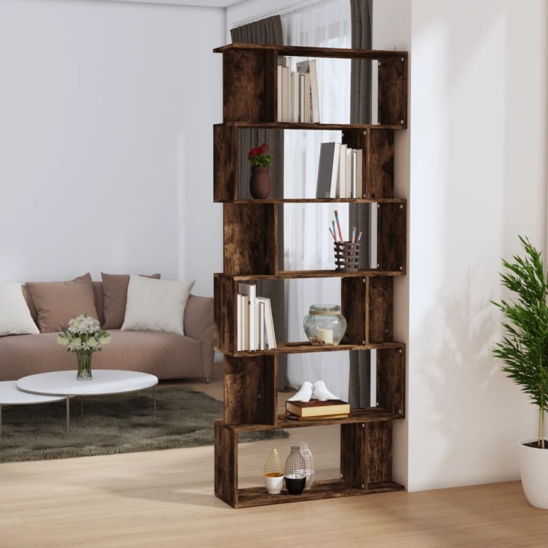 vidaXL Estantería/Biombo madera aglomerada roble ahumado 80x24x192 cm vidaXL Estantería/Biombo madera aglomerada roble ahumado 80x24x192 cm