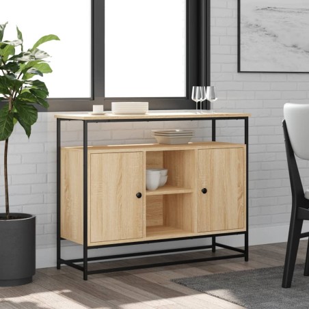vidaXL Aparador de madera de ingeniería roble Sonoma 100x35x80 cm