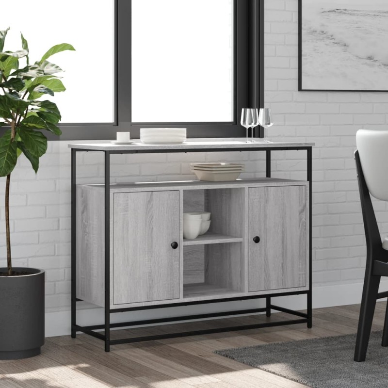 vidaXL Aparador de madera de ingeniería gris Sonoma 100x35x80 cm vidaXL Aparador de madera de ingeniería gris Sonoma 100x35x80 cm