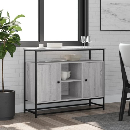 vidaXL Aparador de madera de ingeniería gris Sonoma 100x35x80 cm