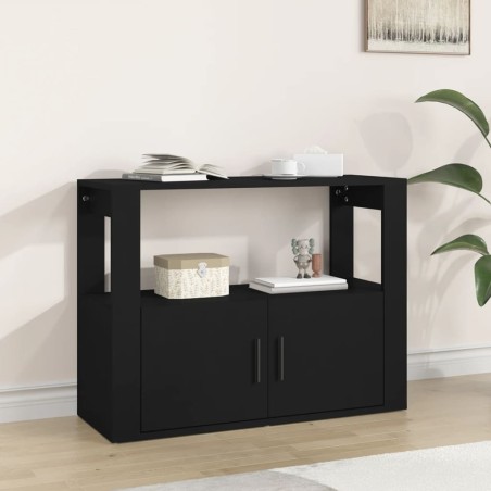vidaXL Aparador de madera contrachapada negro 80x30x60 cm