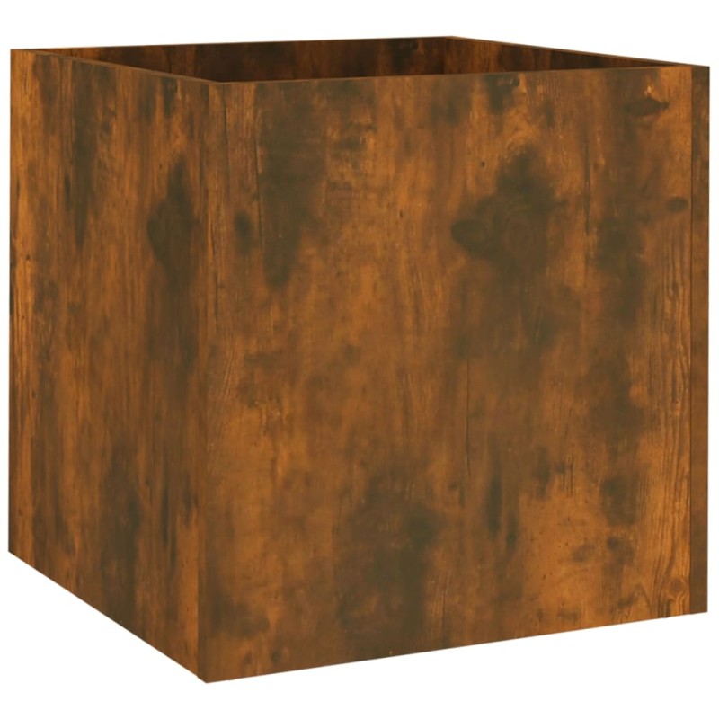 vidaXL Jardinera de madera contrachapada roble ahumado 40x40x40 cm vidaXL Jardinera de madera contrachapada roble ahumado 40x40x40 cm