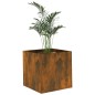 vidaXL Jardinera de madera contrachapada roble ahumado 40x40x40 cm vidaXL Jardinera de madera contrachapada roble ahumado 40x40x40 cm
