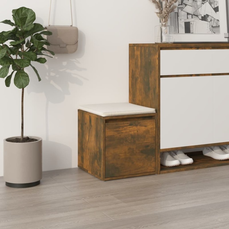 vidaXL Cajón taburete madera contrachapada roble ahumado 40,5x40x40 cm vidaXL Cajón taburete madera contrachapada roble ahumado 40,5x40x40 cm