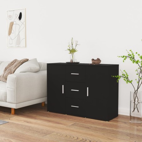 vidaXL Aparador de madera contrachapada negro 91x29,5x65 cm