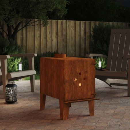 vidaXL Estufa de camping de acero corten 35x50x55 cm 