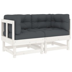 vidaXL Sofás esquineros con cojines 2 uds madera maciza de pino blanco
