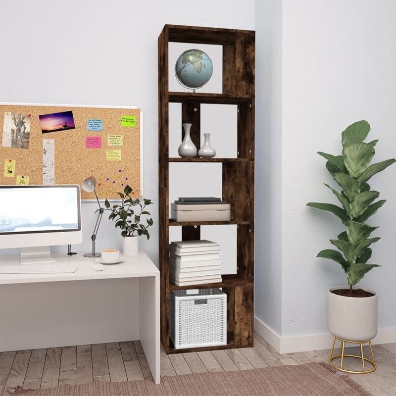vidaXL Estantería de madera contrachapada roble ahumado 45x24x160 cm vidaXL Estantería de madera contrachapada roble ahumado 45x24x160 cm