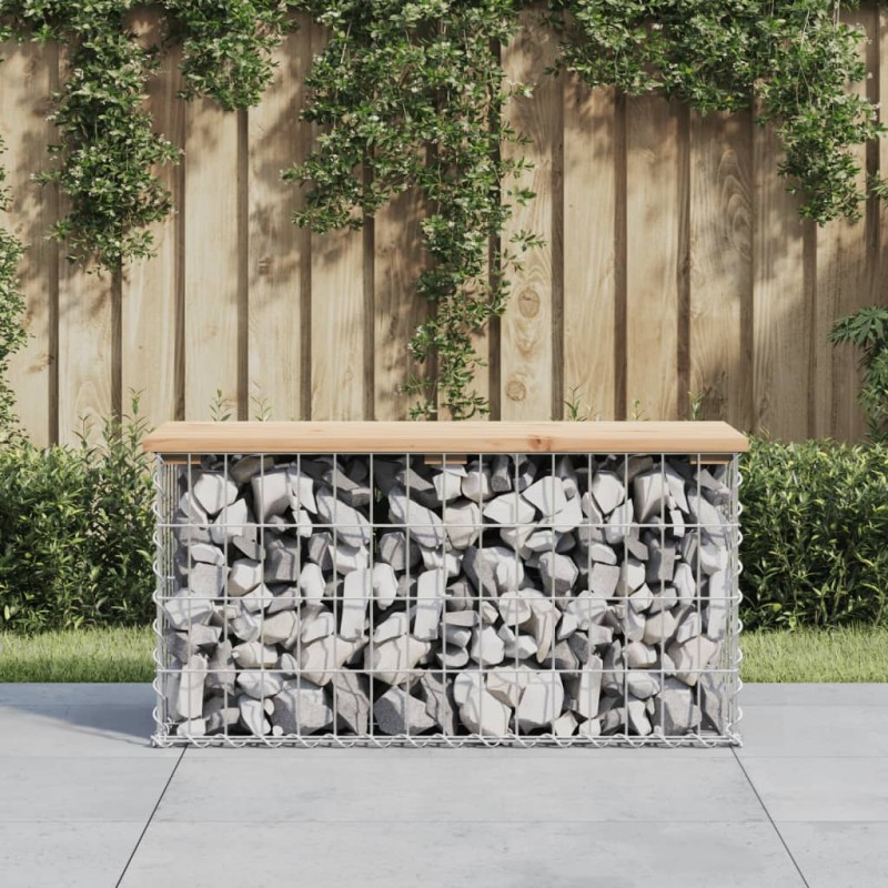 vidaXL Banco de jardín diseño gaviones madera maciza pino 83x31,5x42cm vidaXL Banco de jardín diseño gaviones madera maciza pino 83x31,5x42cm